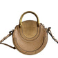 Chloe Beige Round Leather & Suede Gold Handles Cross Body Bag.