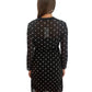 Maje Black Daisy Long Sleeve Pleated Skirt Midi Dress w Slip. Size: 2
