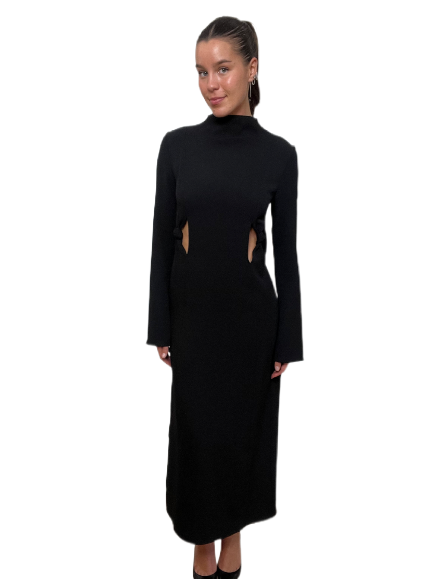 Camilla & Marc Black Long Sleeve Cutout Dress. Size: 8
