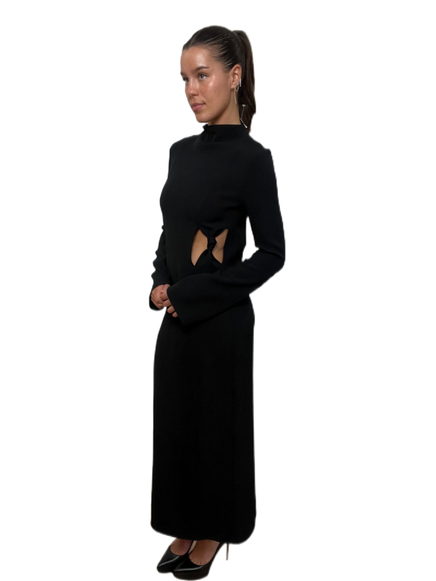 Camilla & Marc Black Long Sleeve Cutout Dress. Size: 8