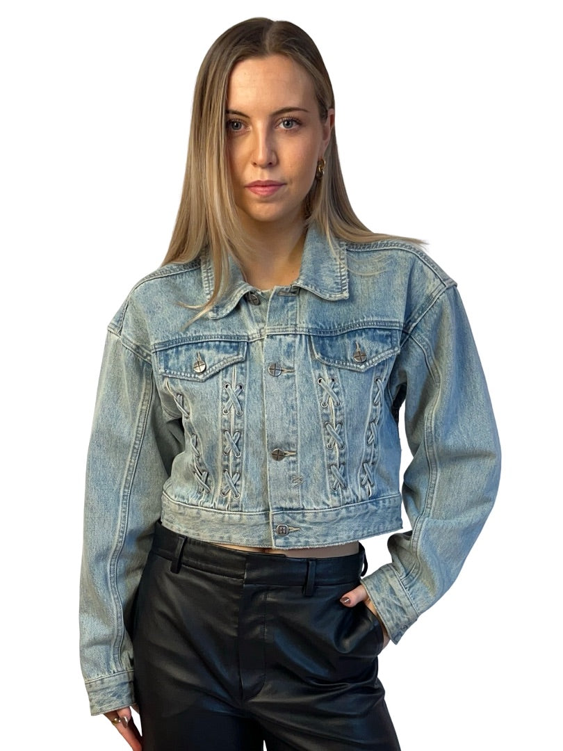 Ksubi Light Wash Laced Denim Jacket. Size: XS