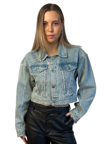 Ksubi Light Wash Laced Denim Jacket. Size: XS