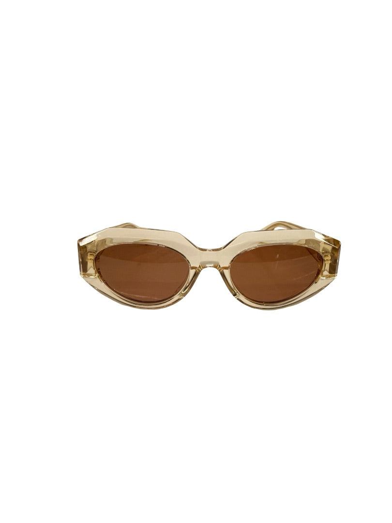 Bottega Veneta Yellow Transparent 'BV1031S' Cat Eye Sunglasses.