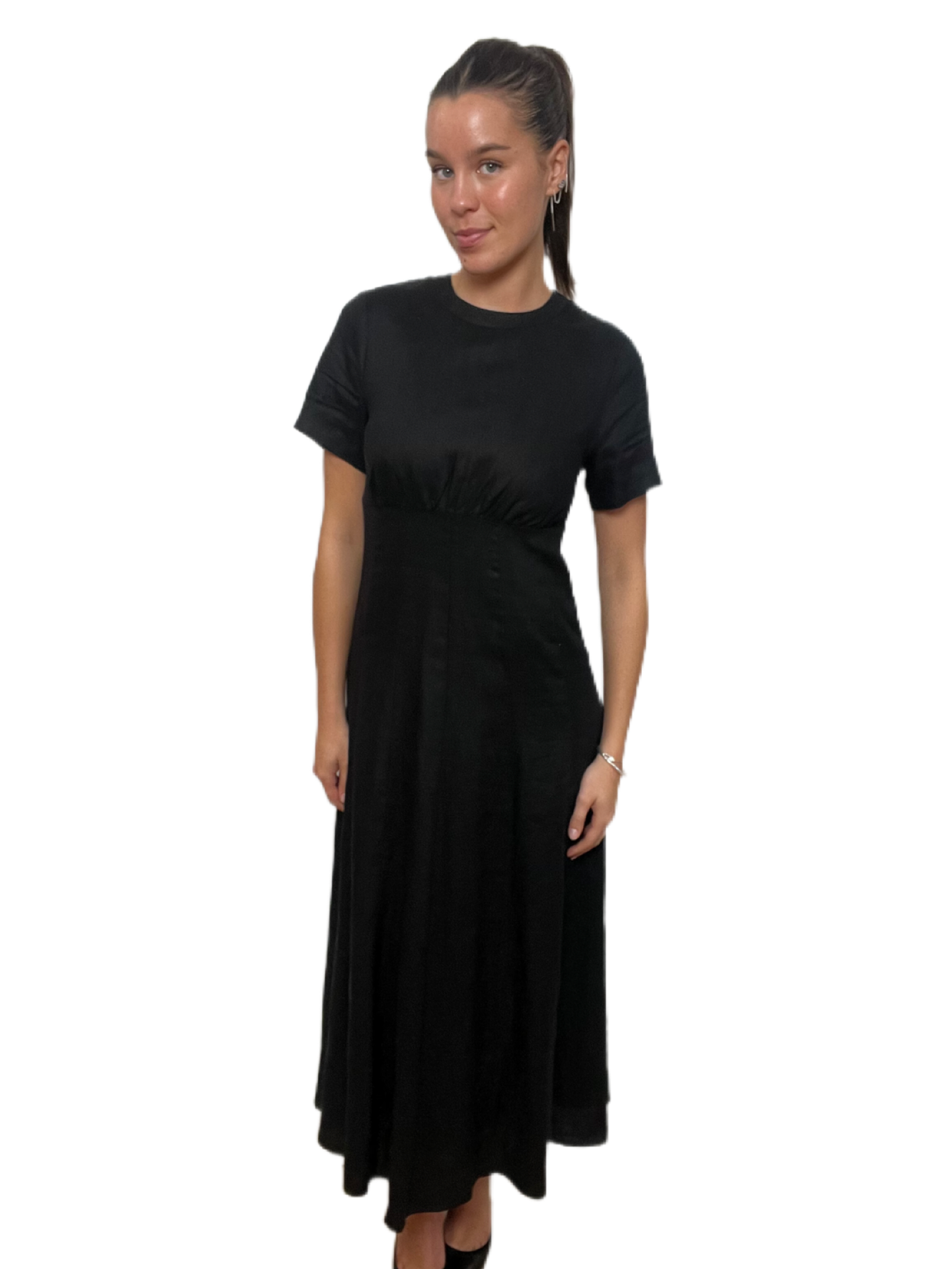 Diish Black Linen Maxi Dress. Size: 8.