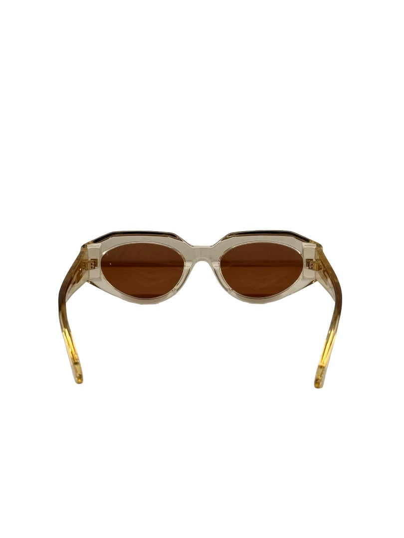 Bottega Veneta Yellow Transparent 'BV1031S' Cat Eye Sunglasses.