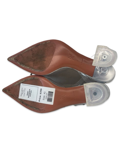 Amina Muaddi 'Rose' Glass/Silver Slingback Pumps. Size: 41
