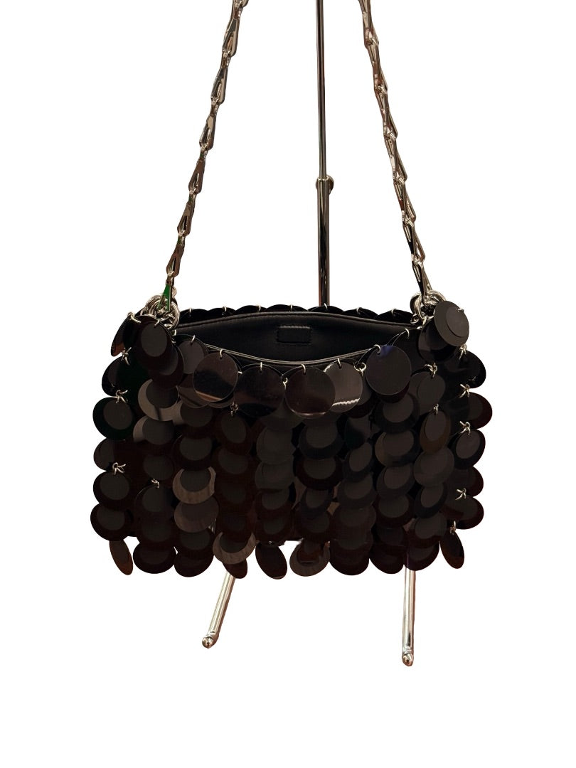 Paco Rabbane Black 'Iconic 1969' Sequin Handbag.