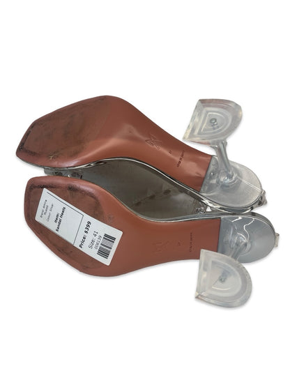 Amina Muaddi Silver Sandal Heels. Size: 41