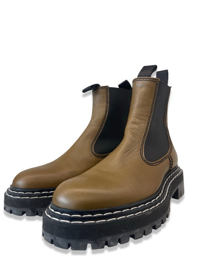 Proenza Schouler Khaki Platform Chelsea Boot. Size: 38