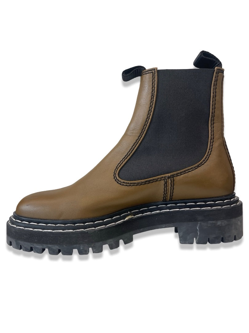 Proenza Schouler Khaki Platform Chelsea Boot. Size: 38