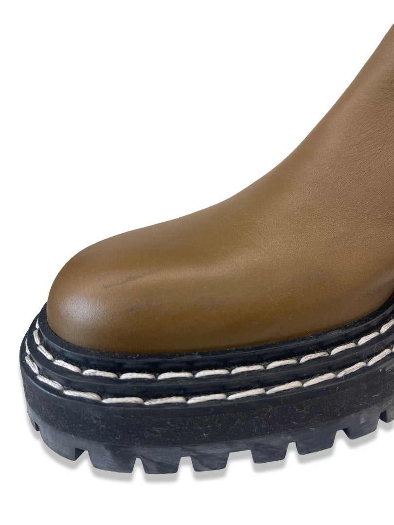 Proenza Schouler Khaki Platform Chelsea Boot. Size: 38