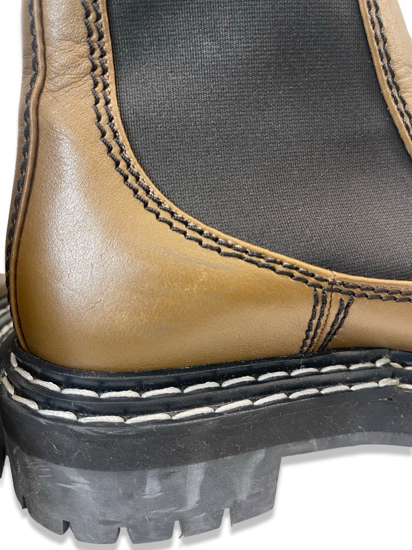 Proenza Schouler Khaki Platform Chelsea Boot. Size: 38