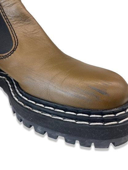 Proenza Schouler Khaki Platform Chelsea Boot. Size: 38