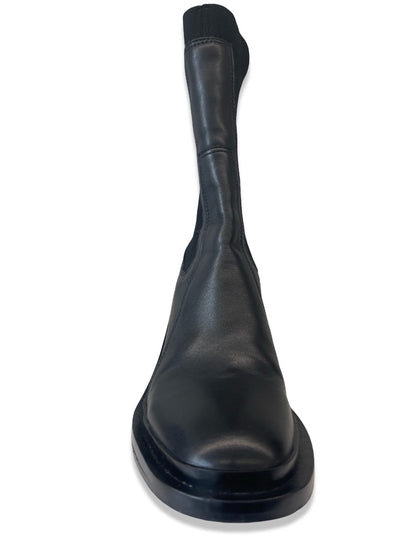 Jil Sander Black Block Heel Chelsea Leather Boot. Size: 39
