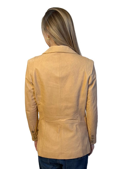 RAWbyRAW Neutral Blush Leather Single Breasted Blazer. Size: 8