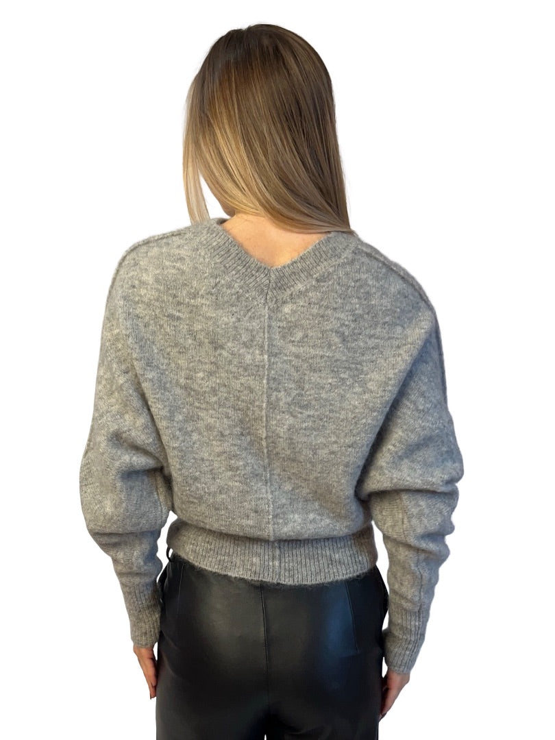 Isabel Marant Grey Mohair / Wool V Neck Sweater. Size: 40