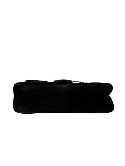 Gucci Black Velvet GG Marmont Handbag.