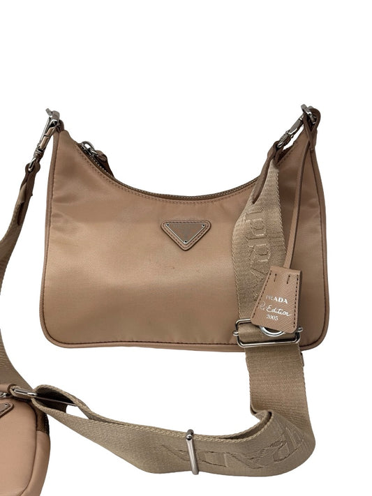 Prada Beige Nylon 'Re-Edition 2005' Crossbody Bag.