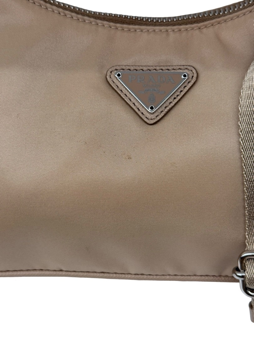 Prada Beige Nylon 'Re-Edition 2005' Crossbody Bag.