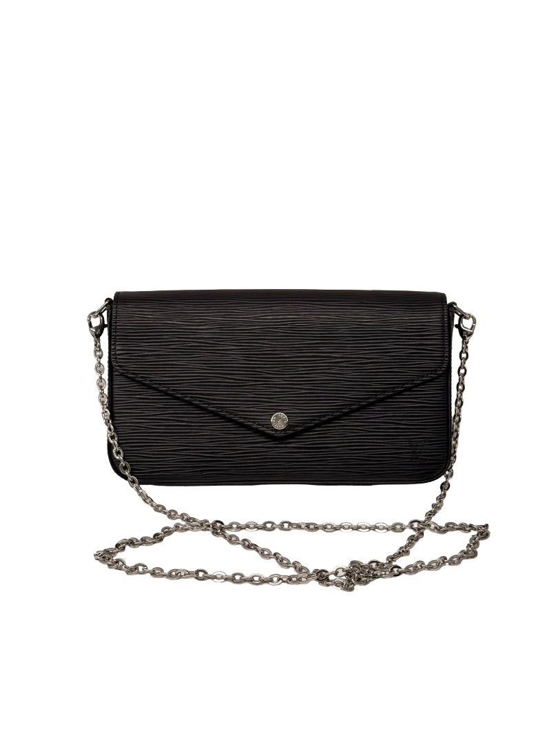 Louis Vuitton Black Epi Leather 'Felicie Pochette' Crossbody Handbag.