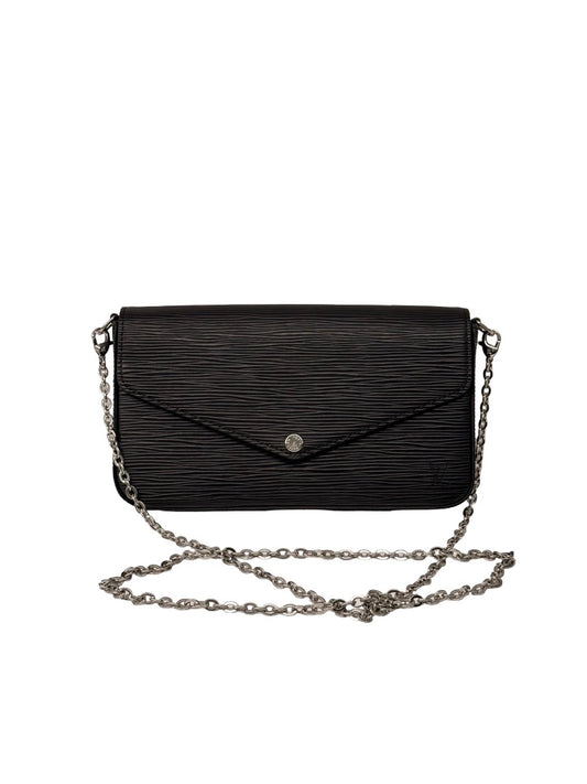 Louis Vuitton Black Epi Leather 'Felicie Pochette' Crossbody Handbag.