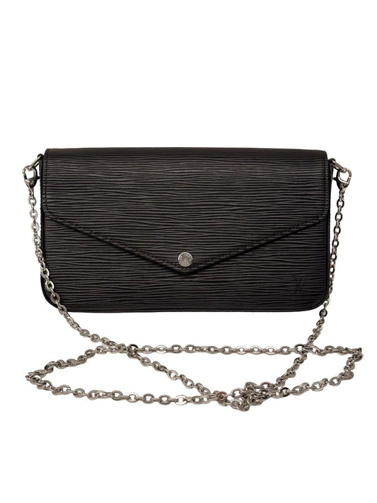 Louis Vuitton Black Epi Leather 'Felicie Pochette' Crossbody Handbag.