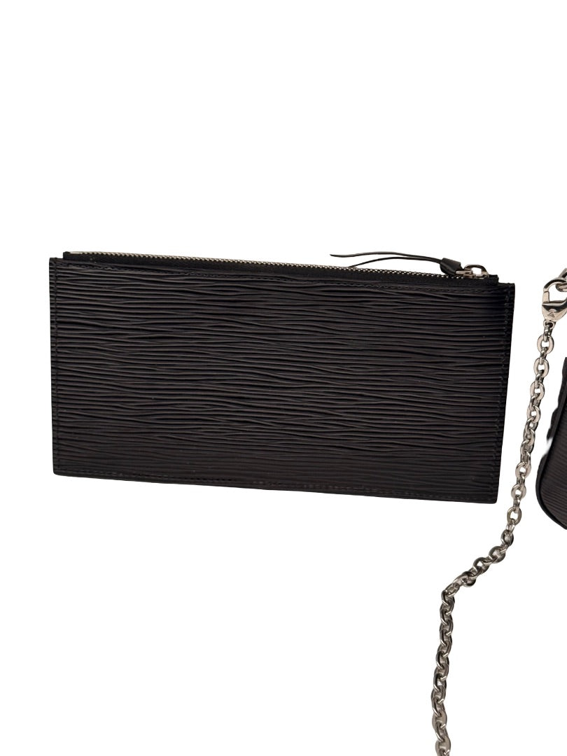 Louis Vuitton Black Epi Leather 'Felicie Pochette' Crossbody Handbag.
