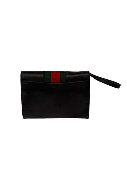 Gucci 'Sylvie' Black Leather Clutch.
