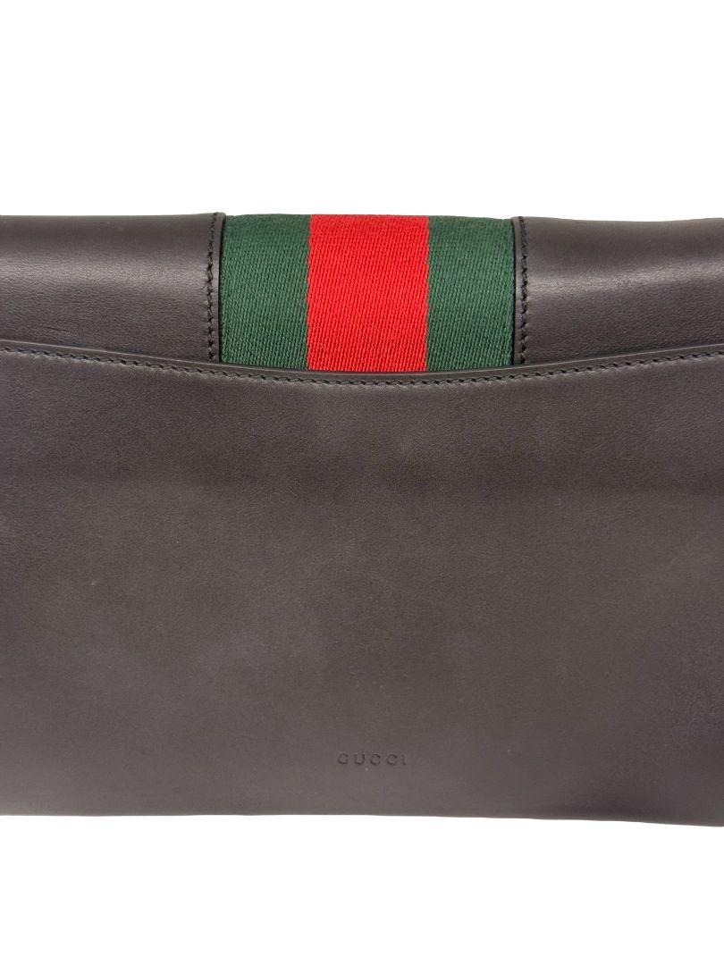 Gucci 'Sylvie' Black Leather Clutch.