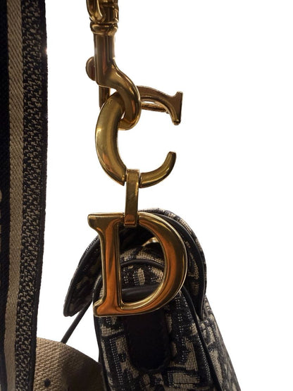 Christian Dior Blue Oblique Jacquard Saddle Bag.