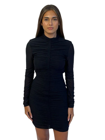Reiss Black Ruched Mini Dress. Size: S