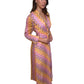 Sandro Orange, Purple and Yellow Long Dress with Long Sleeves and Front Split. Size: 38