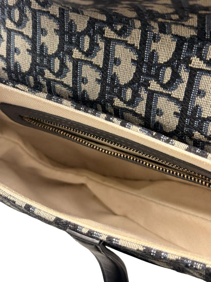 Christian Dior Blue Oblique Jacquard Saddle Bag.