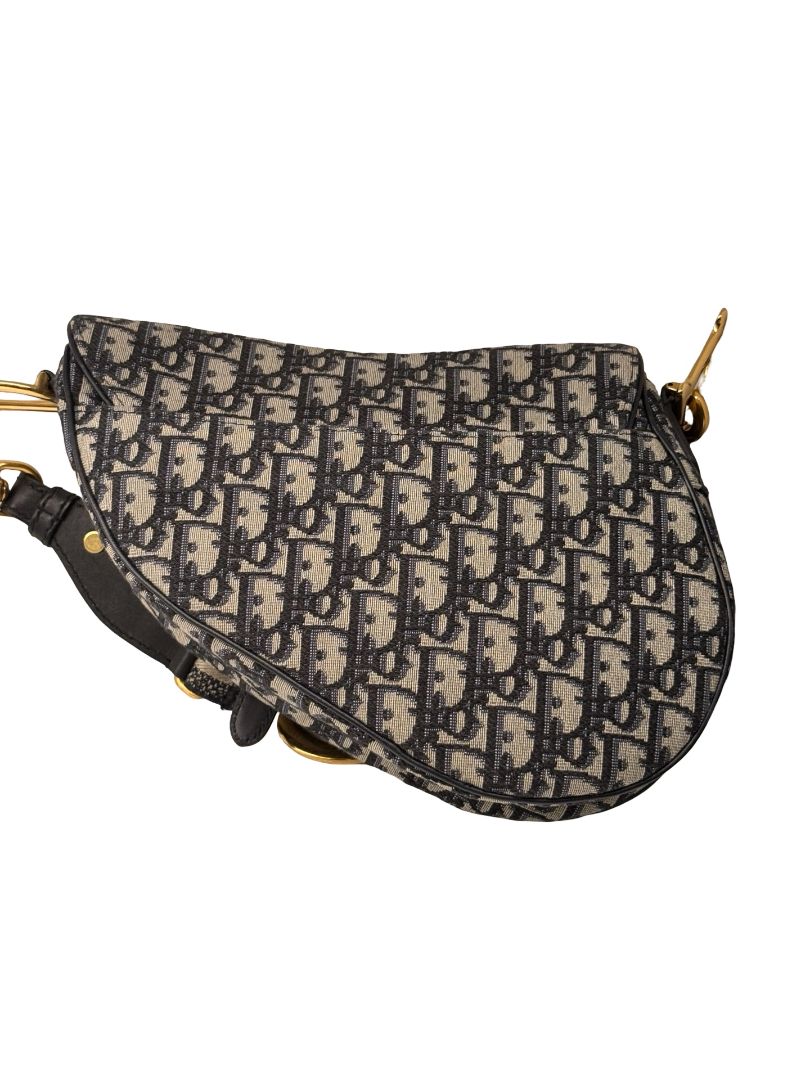 Christian Dior Blue Oblique Jacquard Saddle Bag.