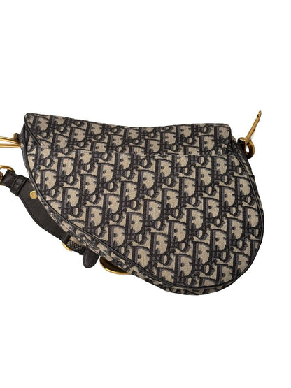 Christian Dior Blue Oblique Jacquard Saddle Bag.