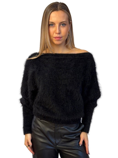 Antalya Black Metallic Mohair Jumper. Size: S