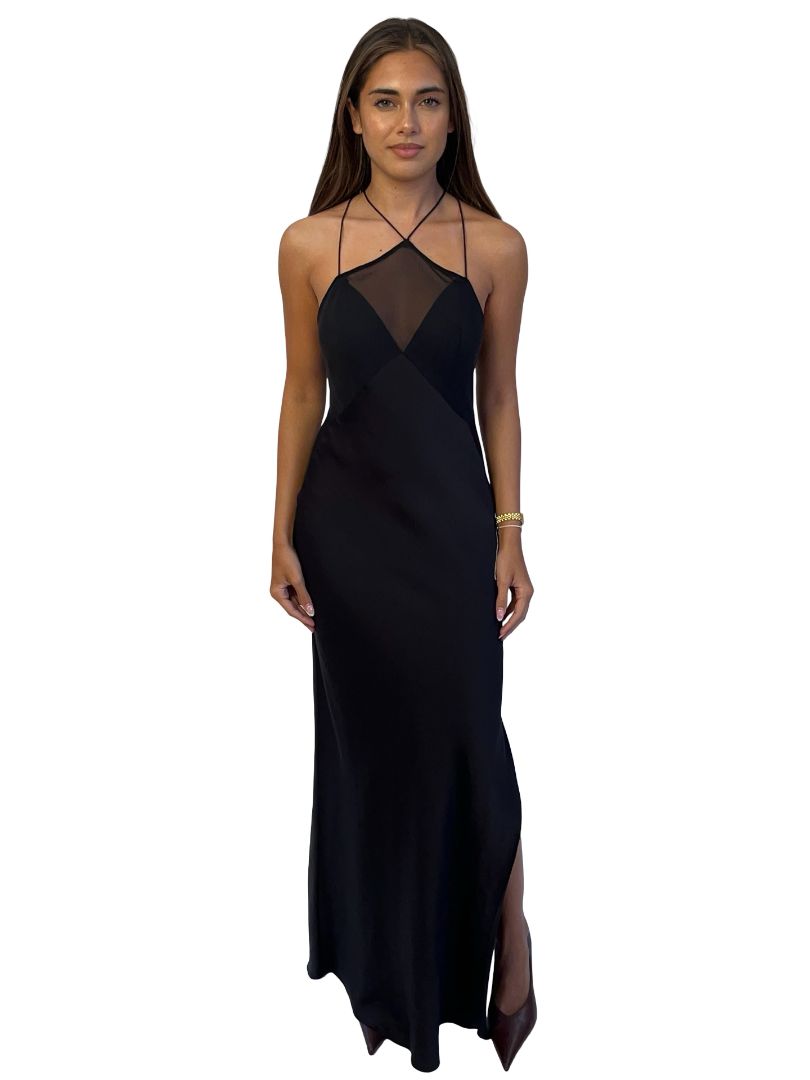 Calvin Klein Black Satin Slip Dress. Size: 34