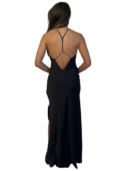 Calvin Klein Black Satin Slip Dress. Size: 34