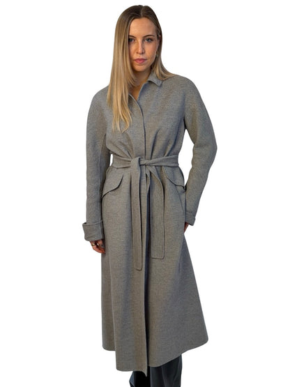 'S MaxMara Grey Wool Belted Coat. Size: 8