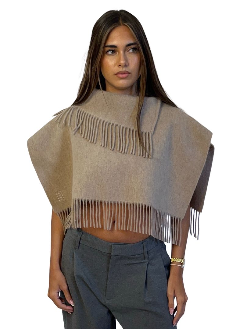 By Malene Birger Taupe Wool Scarf Top. Size: OS