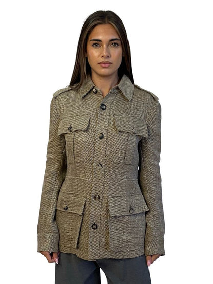 Ralph Lauren Purple Label Khaki Linen / Silk Jacket. Size: 2