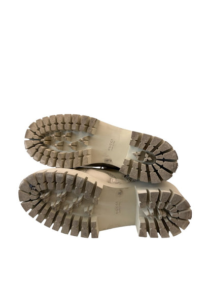 Gucci Cream Quilted GG 'Matelasse' Lace Up Combat Boots. Size: 39