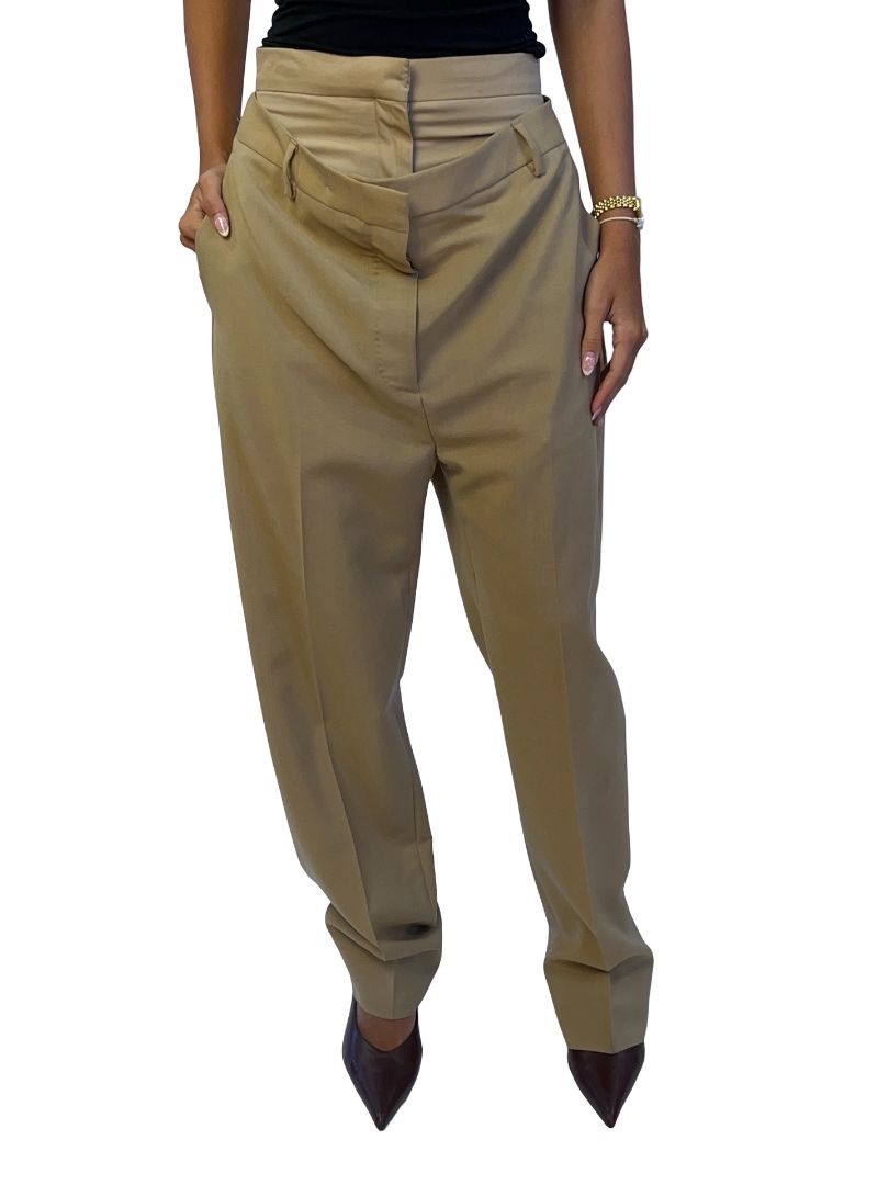 Burberry Biege Double Waisted Trouser. Size: 6