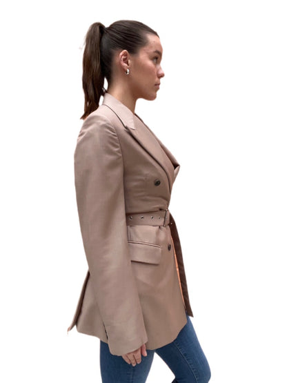 Prada Taupe Blazer W Belt. Size: 38