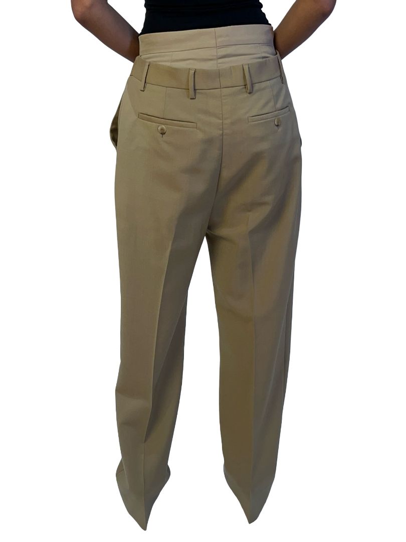 Burberry Biege Double Waisted Trouser. Size: 6