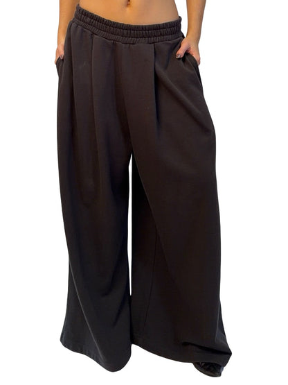 Camilla & Marc Charcoal 'Lavande' Pleated Wide Leg Track Pants. Size: 12