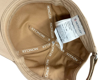 Moncler Beige Cotton Logo Cap. Size: OS
