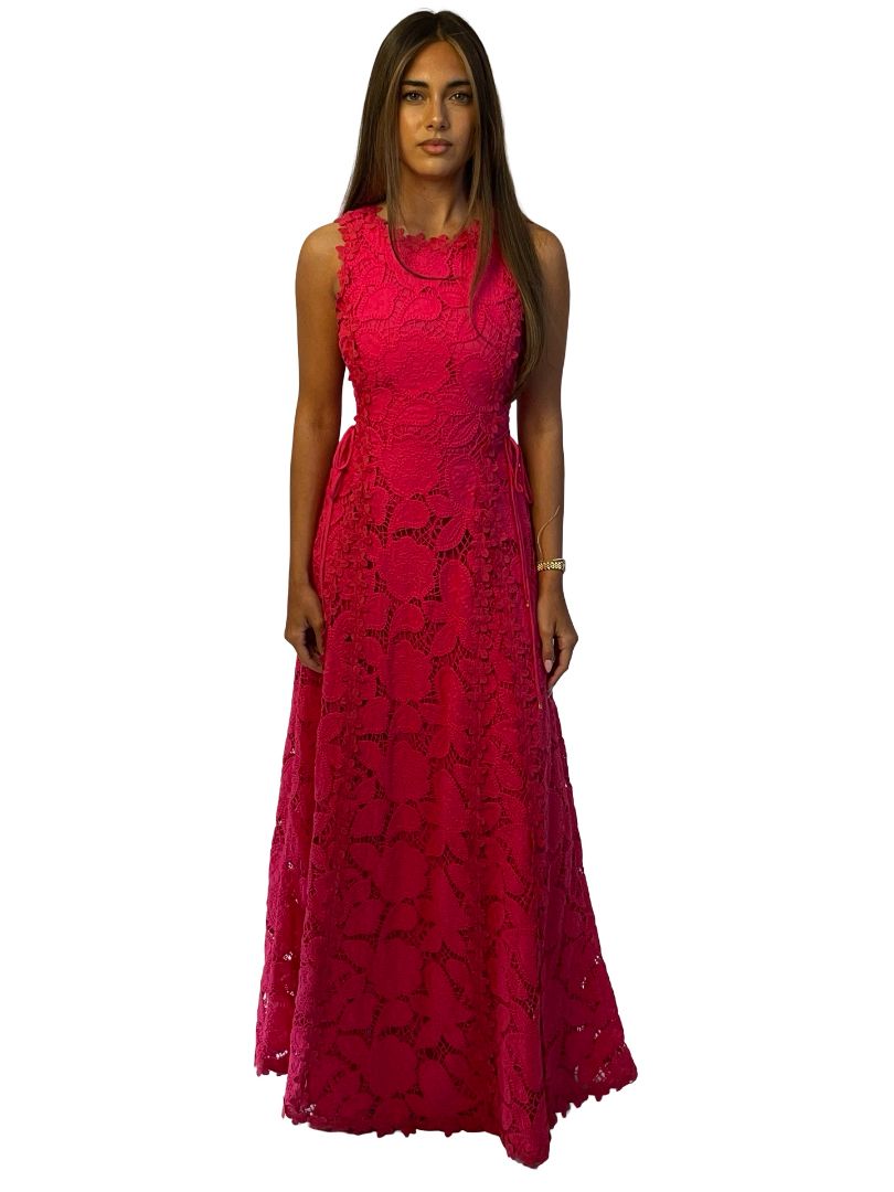 Sabo Pink Alize Cutwork Maxi Dress. Size: S