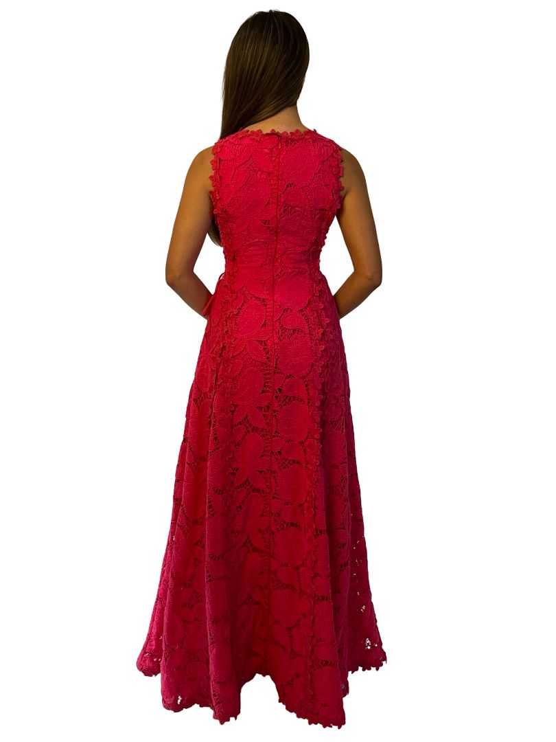 Sabo Pink Alize Cutwork Maxi Dress. Size: S