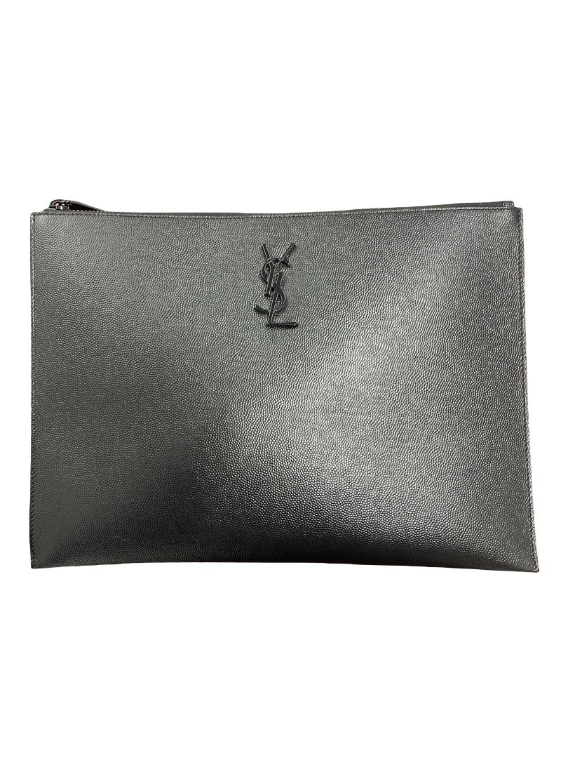 Yves Saint Laurent Black Leather Pouch.